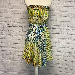 Lavender Brown Multicolored Strapless Dress Size M